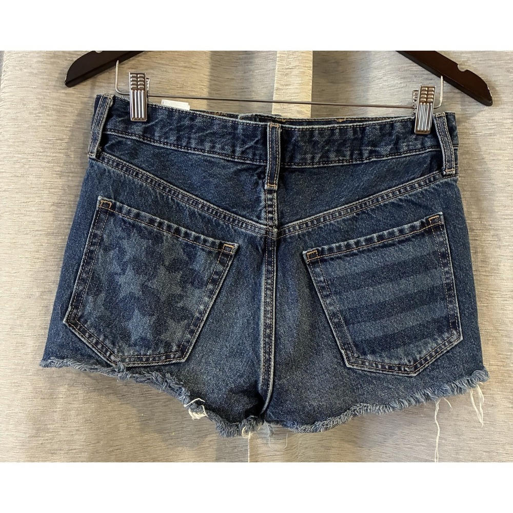 Old‎ Navy Short High Rise Womens 4 American Flag Denim Cut Off Shorts Hot Pants